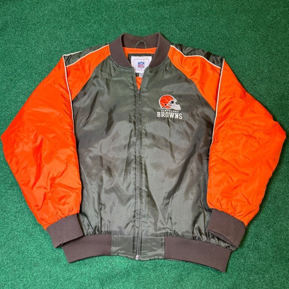 Cleveland Browns NFL Full Zip Bomber Varsity Puffer Multi Color Jacket